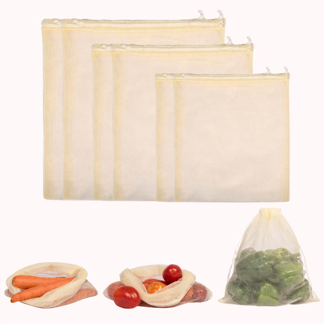 Homestrap Set of 6 Reusable Mesh Vegetable Storage Bags