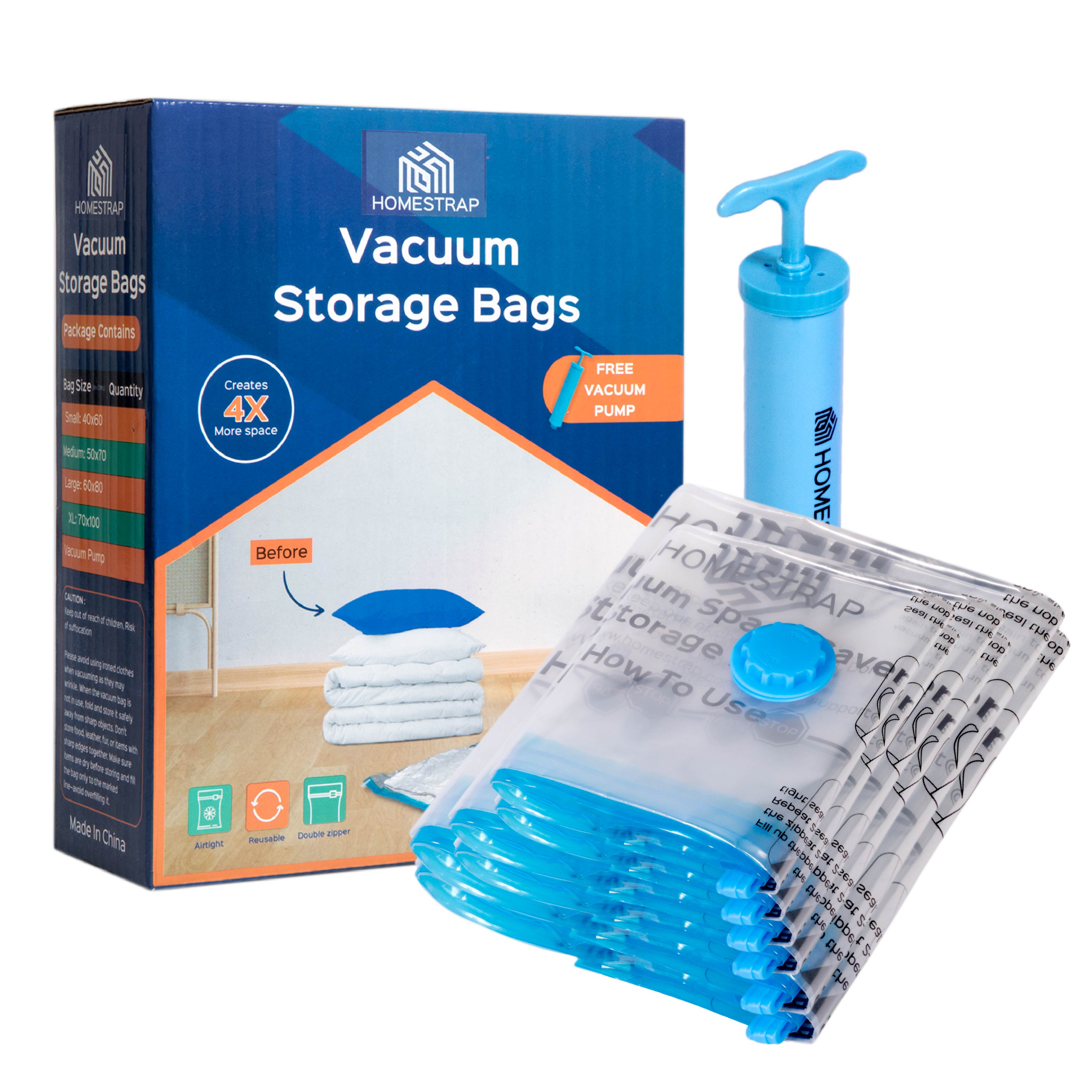Vacuum Bag | Space Saver Compression Bags with Free Vacuum Pump