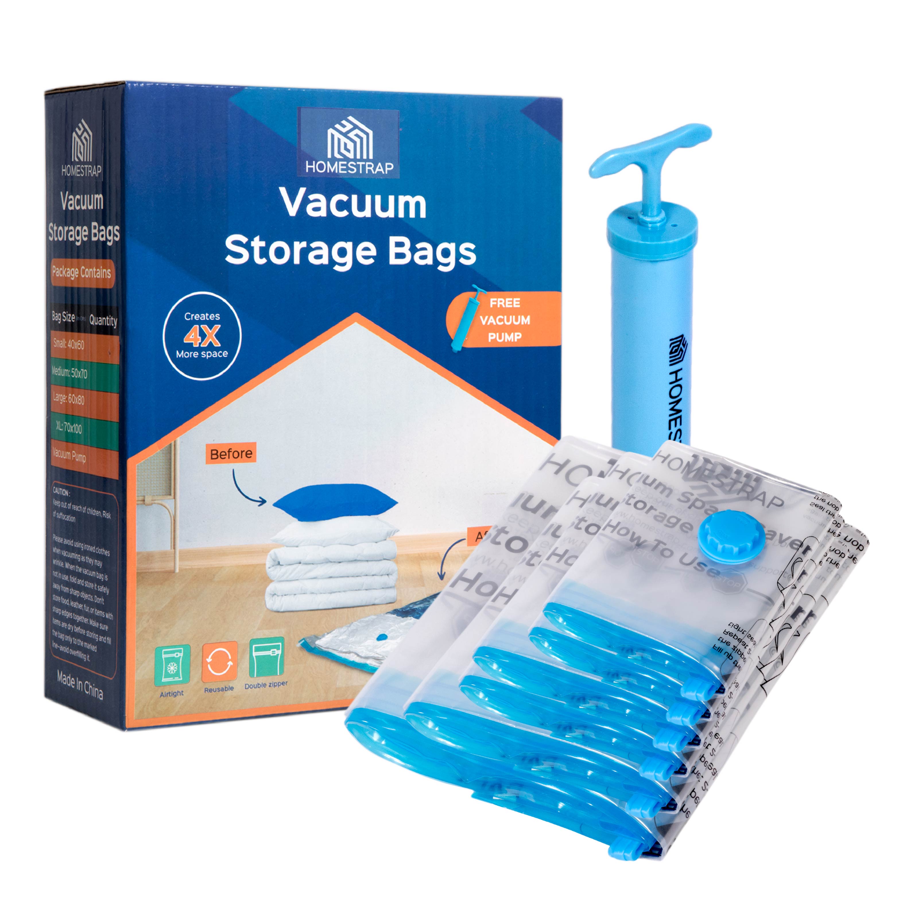 Vacuum Bag | Space Saver Compression Bags with Free Vacuum Pump