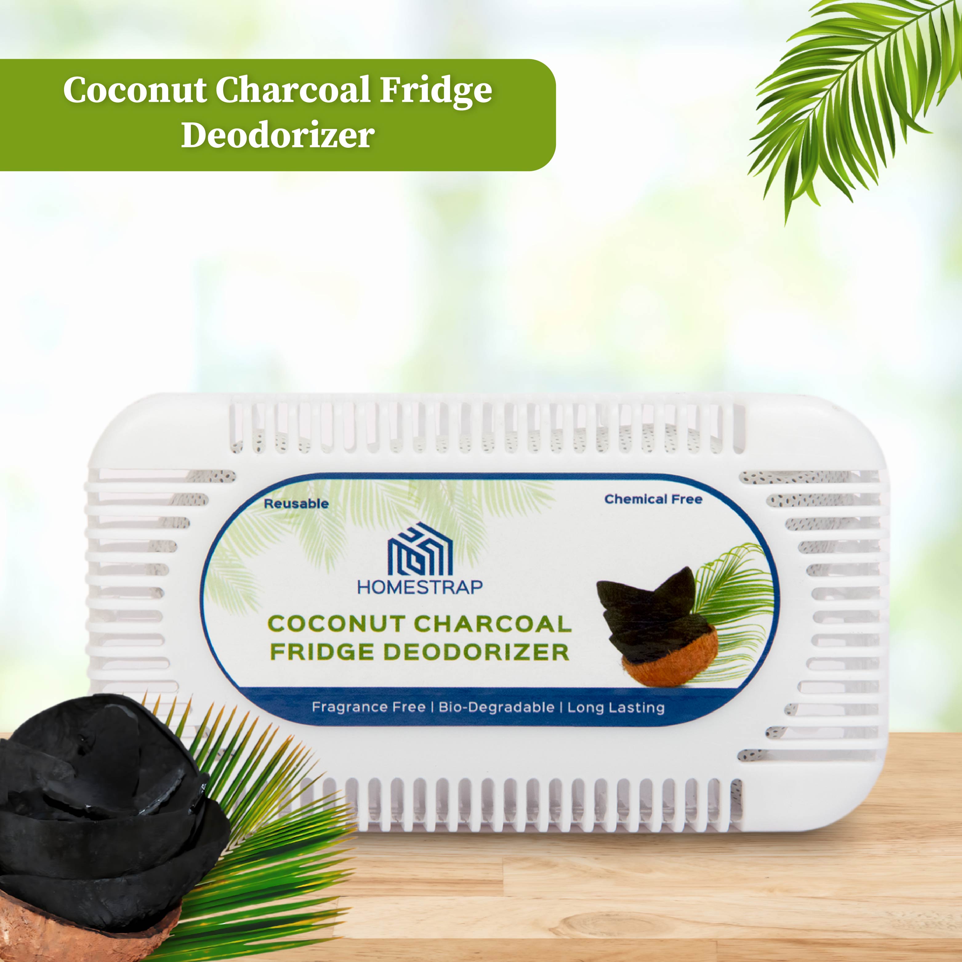 Coconut Charcoal Fridge Deodorizer 60 Gram | Natural Odor Absorber for your Refrigerator