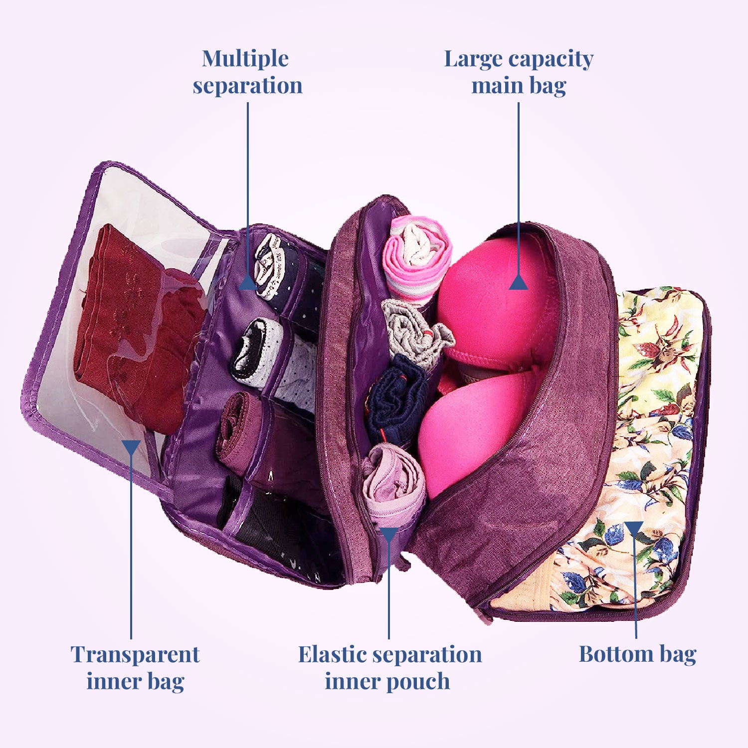 Buy Uphome Portable Protect Anti-bacterial Bra Underwear Lingerie Case  Storage Travel Organizer Bra Bag Lace Purple Colorful Polka Dot Online at  desertcartSeychelles