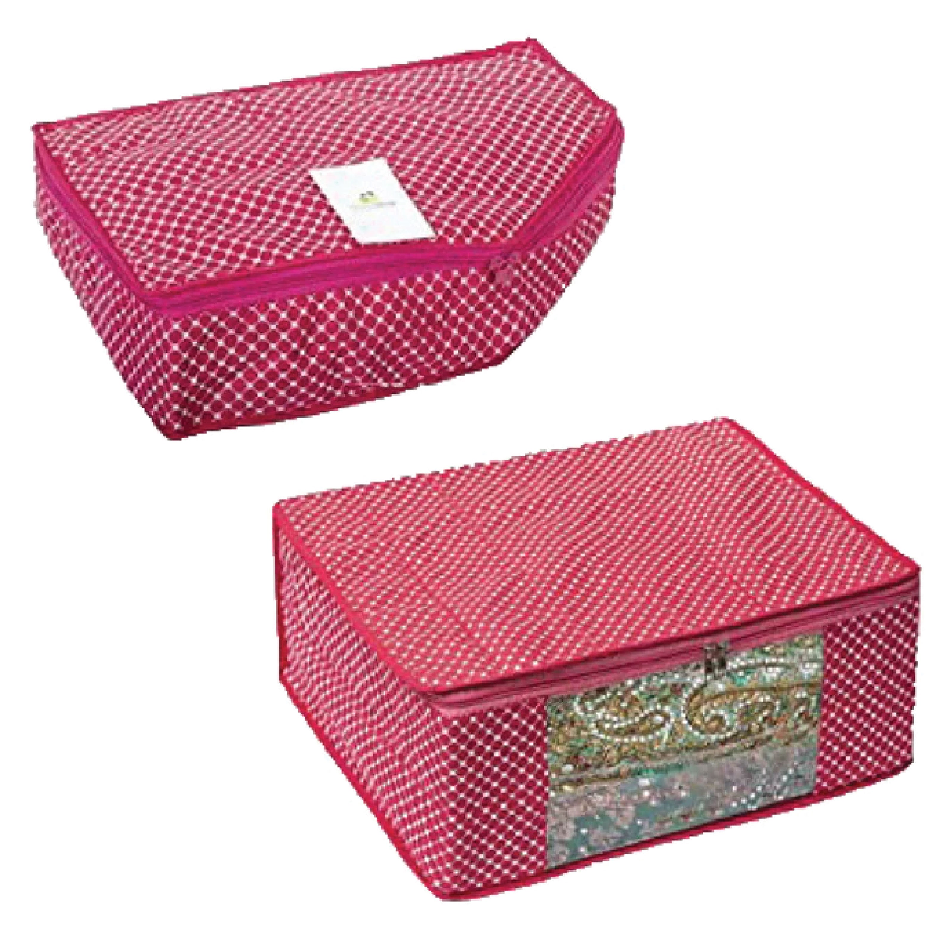 JaipurCrafts Quilted Polka Dots Cotton Saree Cover Set/Saree Storage B