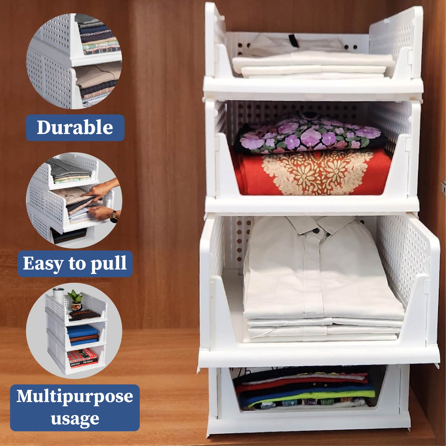 Transparent Fabric Saree Cover/Clothes Organizer for Wardrobe Set