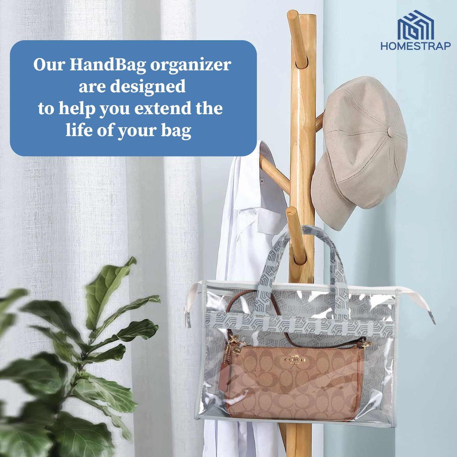 Hanging Hook Handbag Purse Organizer, Closet Wardrobe Bag Storage Holder,  Dust-proof Transparent Bag Holder - Temu