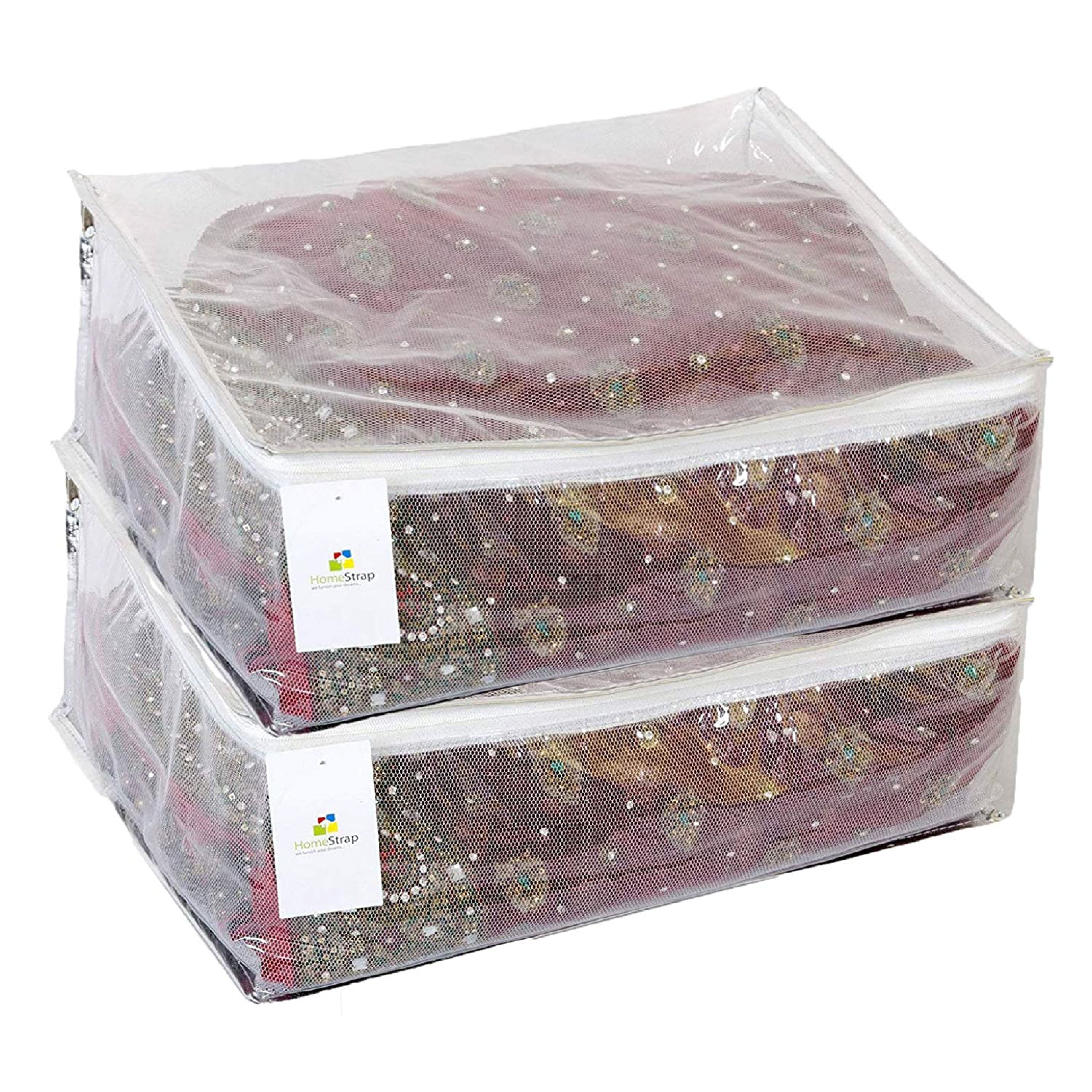 GOLDGIFTIDEAS Flower Design Transparent Single Saree Covers with Zip, Saree  Organizer Bag, Saree Cover for Travel (Set of 6)